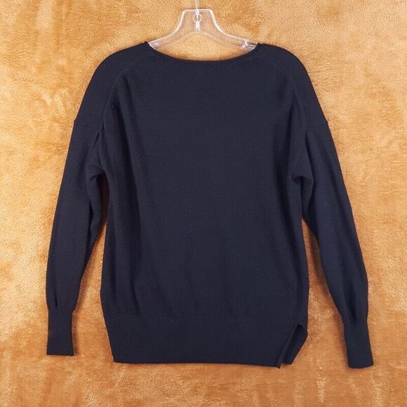 J CREW Womens Sweater Small Black Pullover VNeck Drop Shoulder Wool Blend - Picture 6 of 7